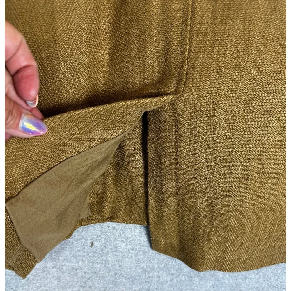 VTG Territory Ahead Linen Silk Blazer Mens Large Brown Herringbone Sport Coat